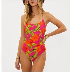 NWT Beach Riot Women's Hibiscus Sunset Stevie One Piece Swimsuit S